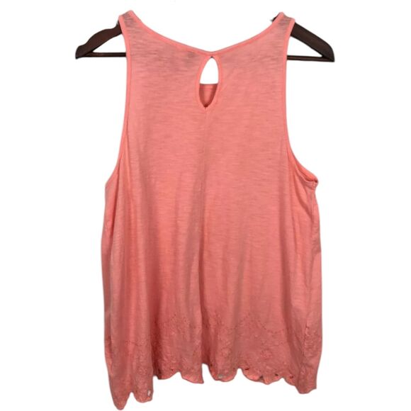 LC Lauren Conrad Peach Pink Tank Top Eyelet Hem Women's Size Medium - Picture 2 of 5